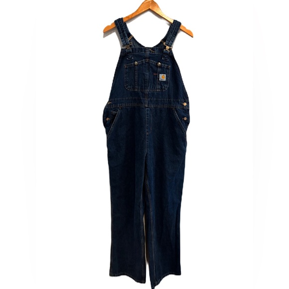 Carhartt Pants - Carhartt Women's Dark Wash Overalls WR007 Size 14x30